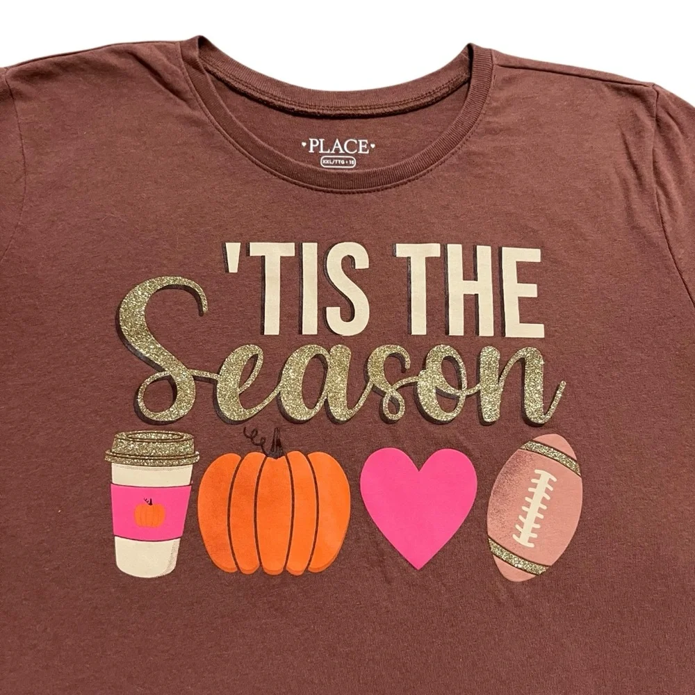 The Children's Place XXL (16) Brown 'Tis The Season Fall Shirt